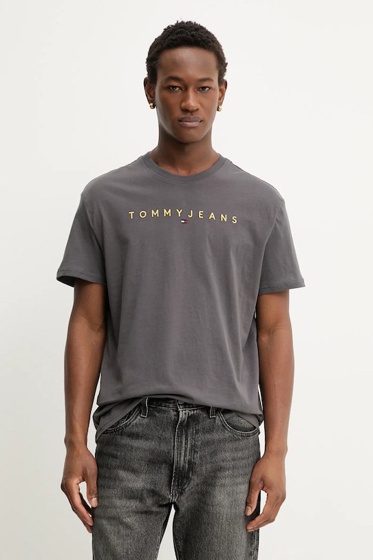Хлопковая футболка Tommy Jeans regular серый DM0DM20744