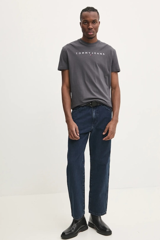 Tommy Jeans tricou din bumbac DM0DM20744 gri SS25