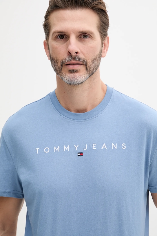 Odzież Tommy Jeans t-shirt bawełniany DM0DM20744 niebieski