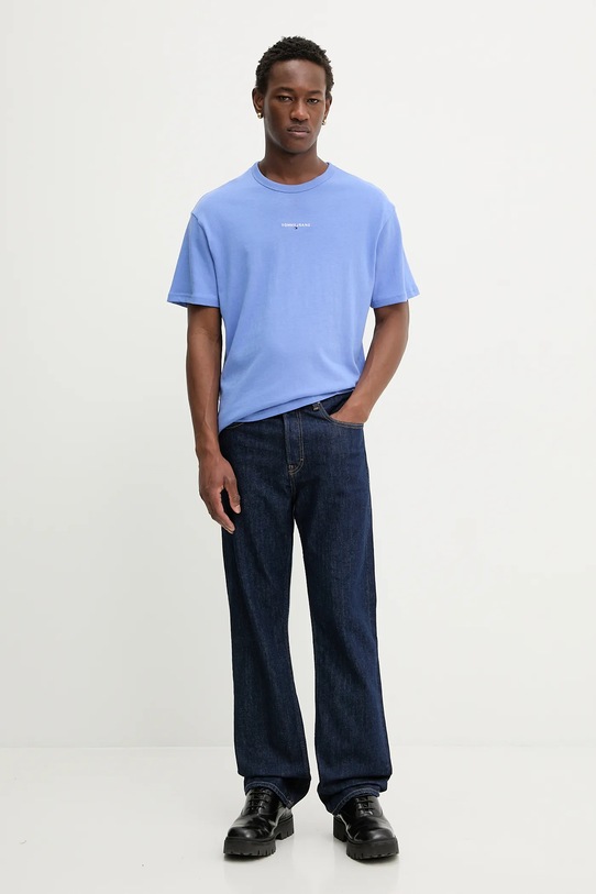 Pamučna majica Tommy Jeans DM0DM21110 ljubičasta SS26