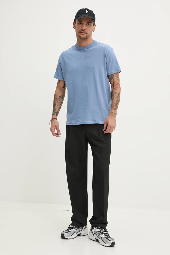 Tommy Jeans tricou din bumbac DM0DM21110 albastru SS25