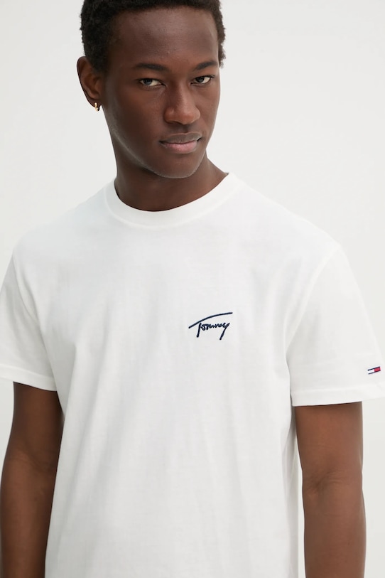 Tommy Jeans tricou din bumbac imprimeu bej DM0DM21140