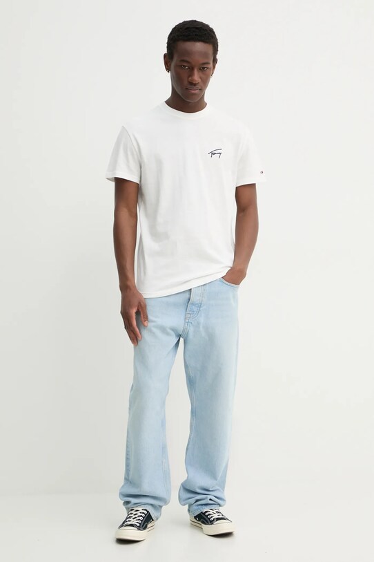 Tommy Jeans tricou din bumbac DM0DM21140 bej SS25