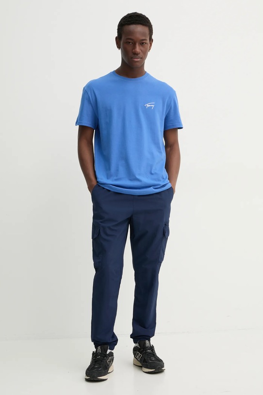 Bavlněné tričko Tommy Jeans DM0DM21140 fialová SS25