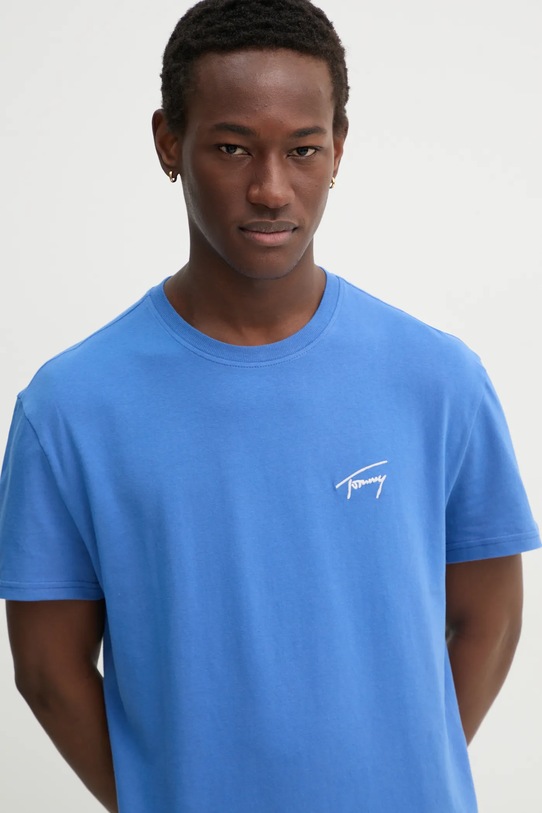 Хлопковая футболка Tommy Jeans фиолетовой DM0DM21140