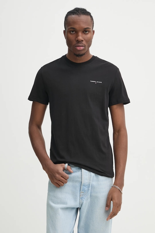 Tommy Jeans tricou din bumbac uni negru DM0DM21188