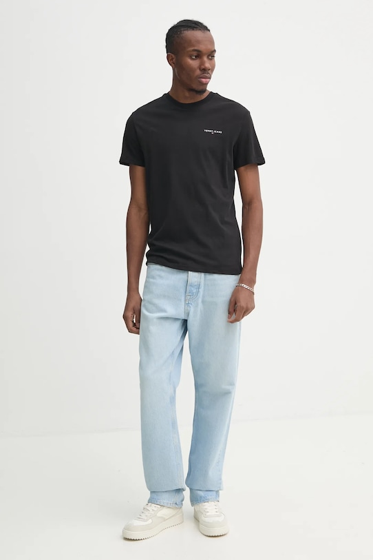 Tommy Jeans tricou din bumbac DM0DM21188 negru SS25