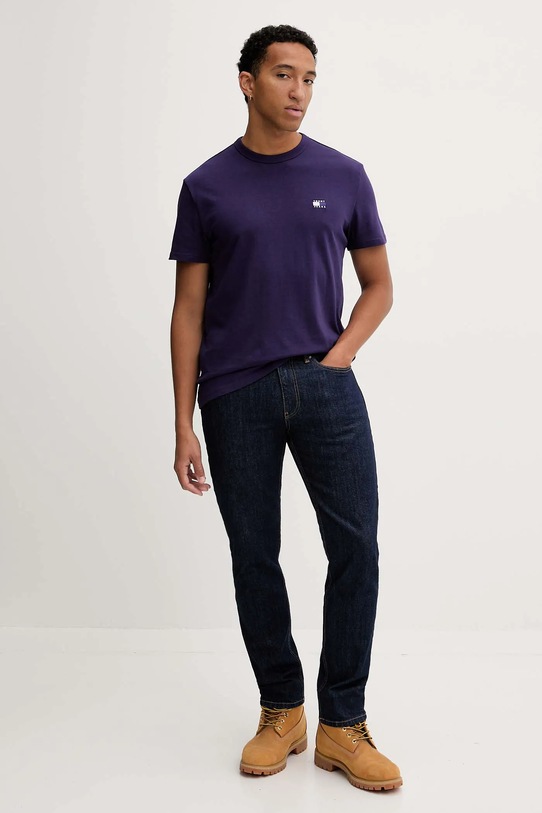 Tommy Jeans t-shirt bawełniany DM0DM20322 fioletowy AW25