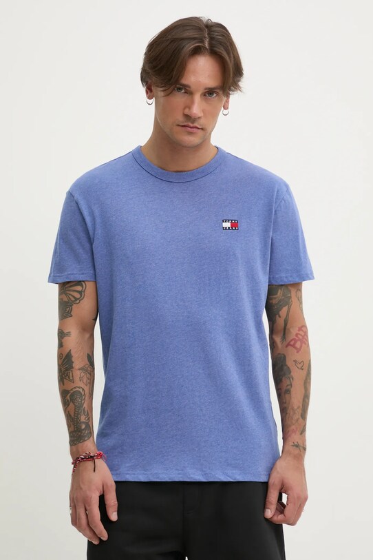 Tommy Jeans tricou din bumbac uni violet DM0DM20322