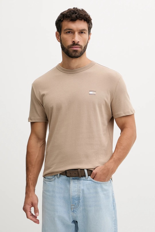Tommy Jeans t-shirt bawełniany beżowy DM0DM20322