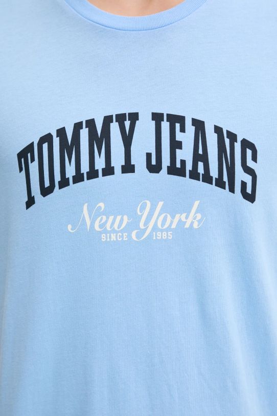 Бавовняна футболка Tommy Jeans DM0DM20362 блакитний