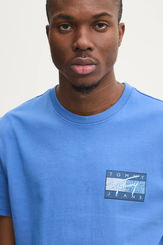 Хлопковая футболка Tommy Jeans DM0DM21108 фиолетовой