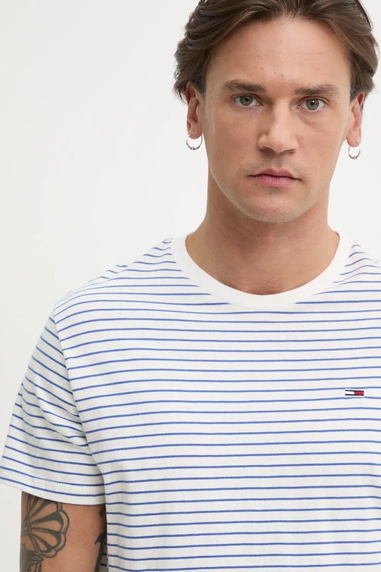 Bombažna kratka majica Tommy Jeans bela DM0DM20377