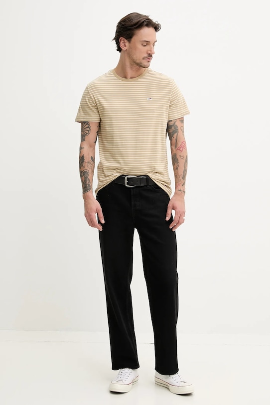 Tommy Jeans t-shirt bawełniany DM0DM20377 zielony SS25