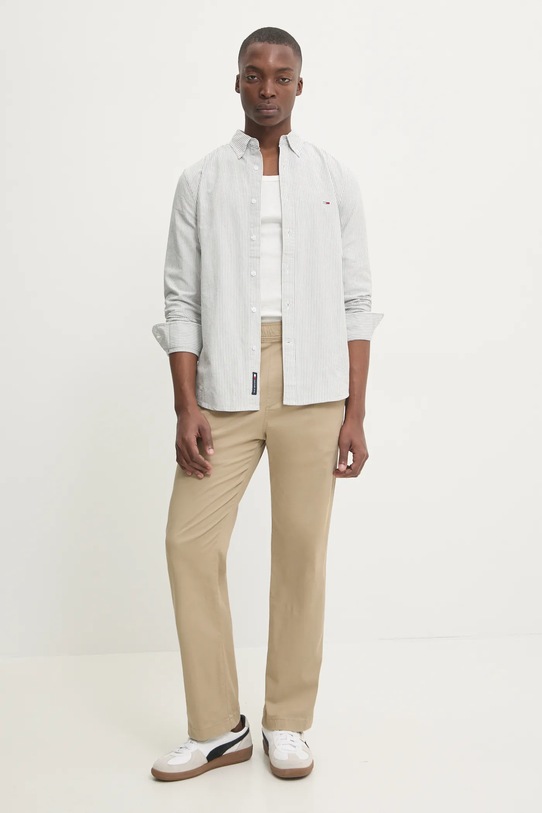 Бавовняний топ Tommy Jeans DM0DM20336 бежевий SS25