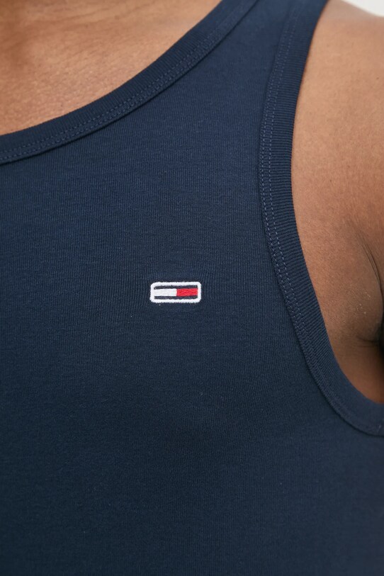 Bavlněný top Tommy Jeans DM0DM20336 námořnická modř