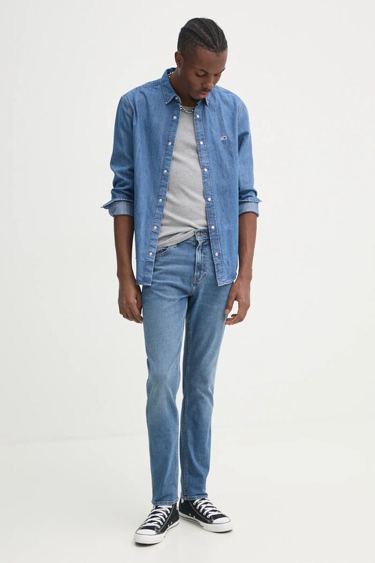 Bavlněný top Tommy Jeans DM0DM20336 šedá SS25