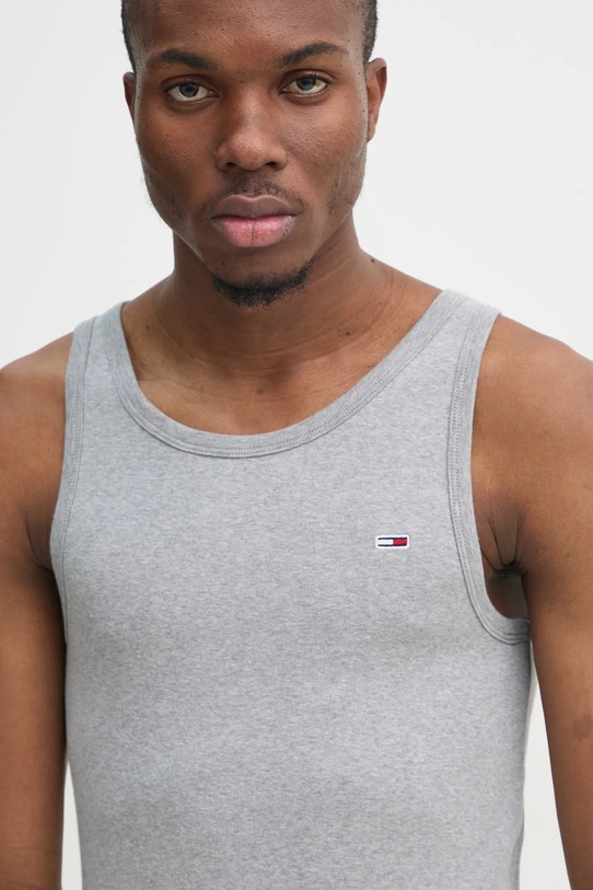 Bavlněný top Tommy Jeans šedá DM0DM20336