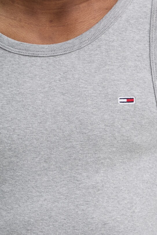 Bavlněný top Tommy Jeans DM0DM20336 šedá