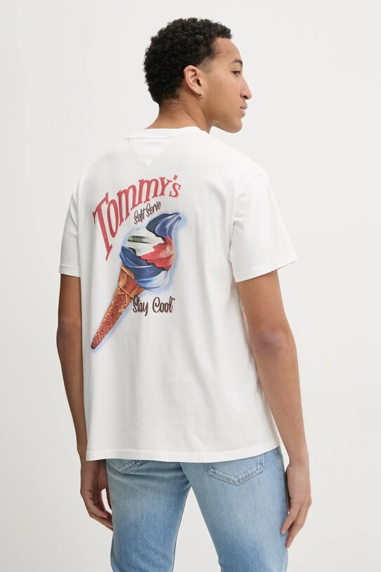 Tommy Jeans t-shirt bawełniany nadruk beżowy DM0DM20352
