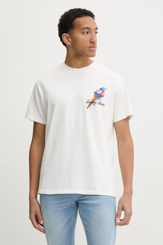 Odzież Tommy Jeans t-shirt bawełniany DM0DM20352 beżowy