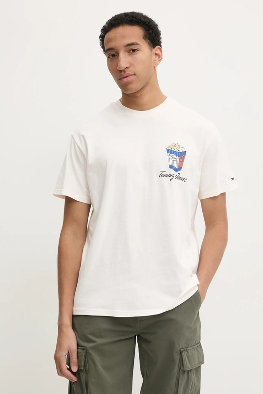 Одежда Хлопковая футболка Tommy Jeans DM0DM20352 бежевый