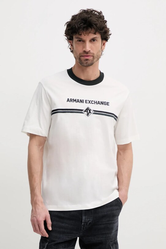 Bavlněné tričko Armani Exchange nášivka béžová XM000274.AF12308