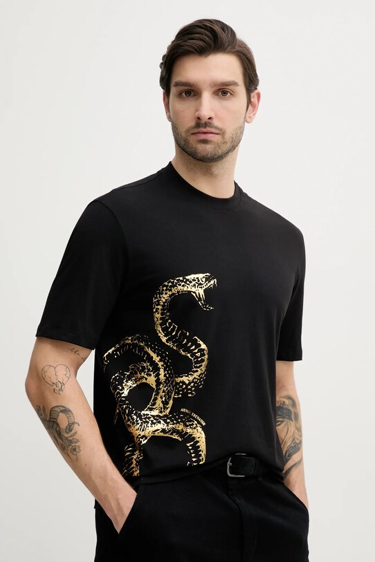 Bavlněné tričko Armani Exchange potisk černá XM000213.AF10356