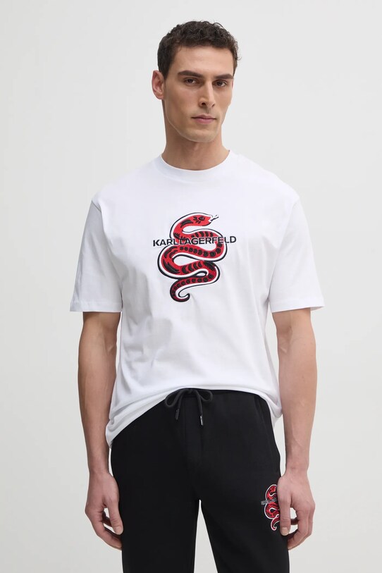 Karl Lagerfeld tricou din bumbac alb 551225.755400