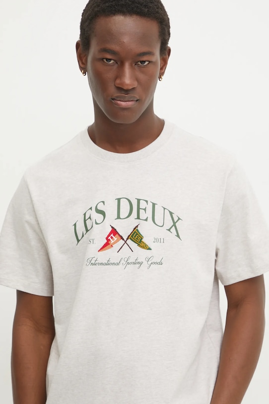 Les Deux t-shirt bawełniany beżowy LDM101201