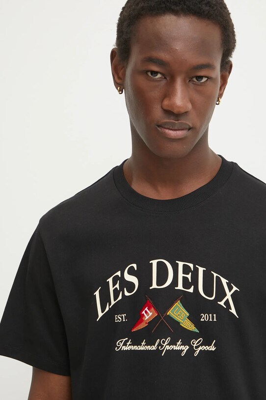 Les Deux t-shirt bawełniany czarny LDM101201