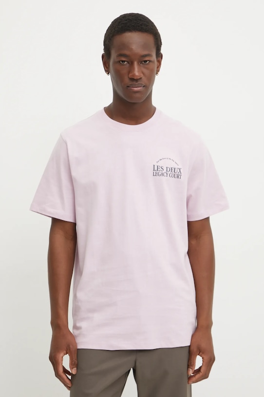 Les Deux t-shirt bawełniany nadruk różowy LDM101204