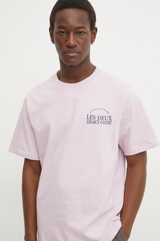 Les Deux t-shirt bawełniany różowy LDM101204