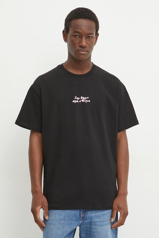 Ρούχα Βαμβακερό μπλουζάκι Les Deux LDM101207 μαύρο