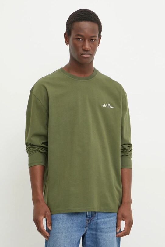 Les Deux longsleeve din bumbac uni verde LDM110038