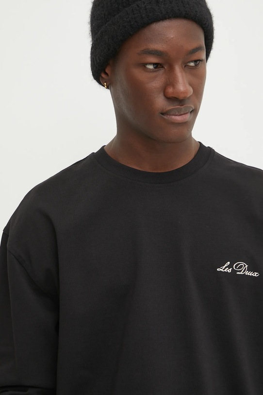 Bavlnené tričko s dlhým rukávom Les Deux čierna LDM110038