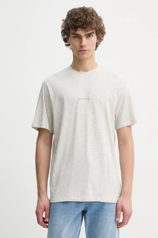 Les Deux tricou din bumbac imprimeu gri LDM101184