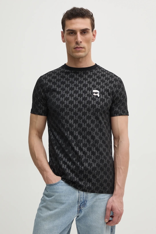 Karl Lagerfeld tricou din bumbac cu modele negru 551251.755096