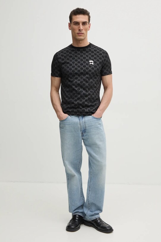 Бавовняна футболка Karl Lagerfeld 551251.755096 чорний SS25