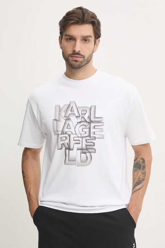 Karl Lagerfeld tricou din bumbac print alb 551230.755186