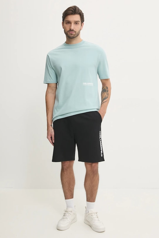 Бавовняна футболка Karl Lagerfeld 551230.755192 бірюзовий SS25
