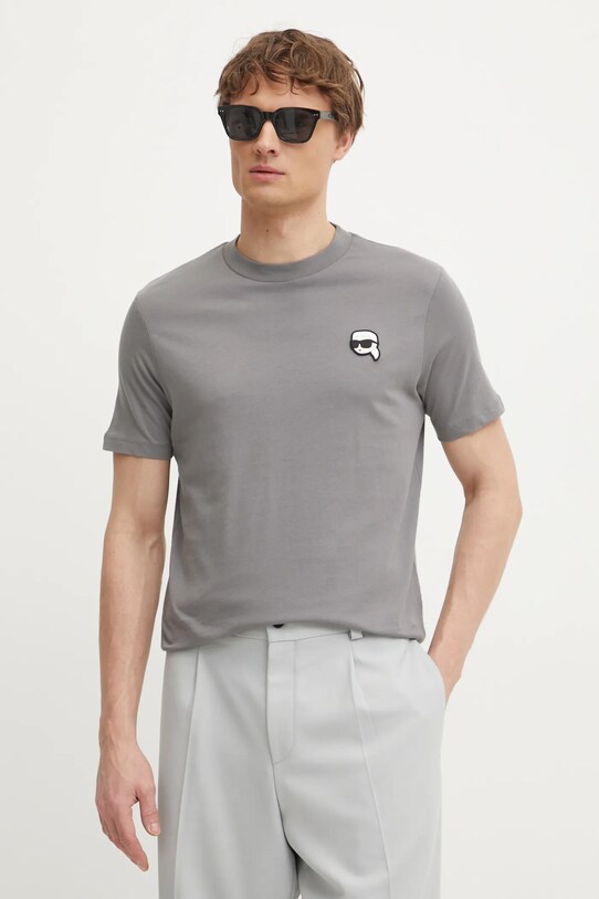 Karl Lagerfeld tricou din bumbac uni gri 551224.755710