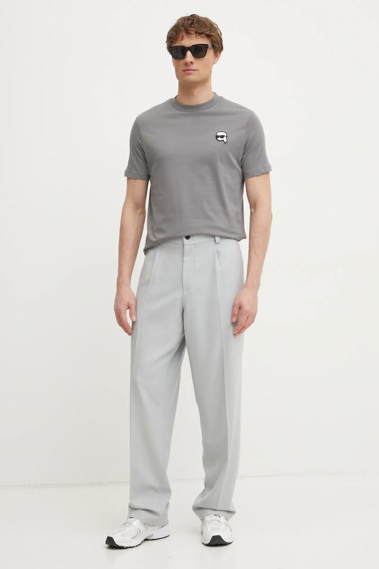 Karl Lagerfeld tricou din bumbac 551224.755710 gri SS25