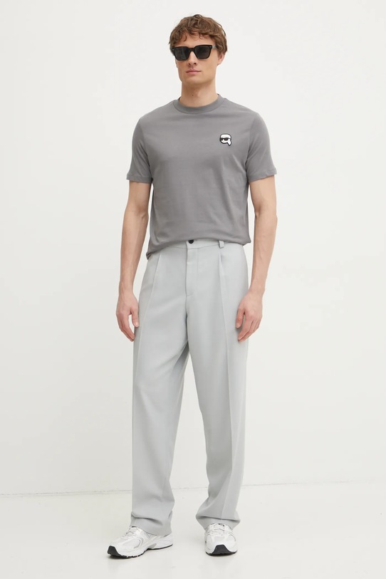 Хлопковая футболка Karl Lagerfeld 551224.755710 серый SS25