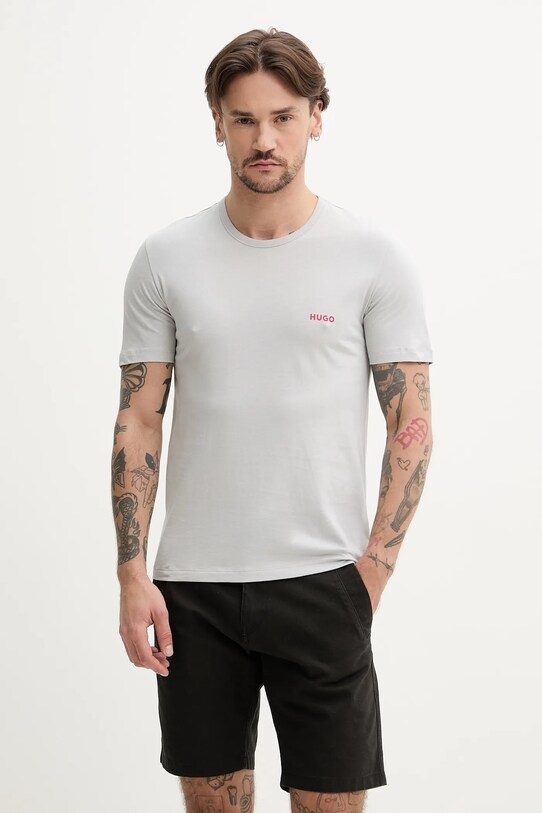 HUGO t-shirt bawełniany 3-pack nadruk biały 50532811