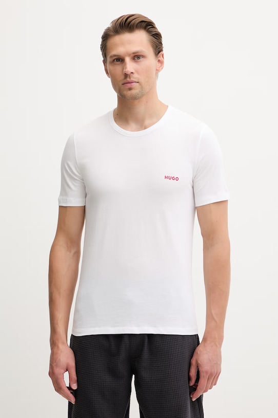 HUGO T-shirt męski bawełniany T-SHIRT RN TRIPLET P 3-pack 50532811 różowy SS26