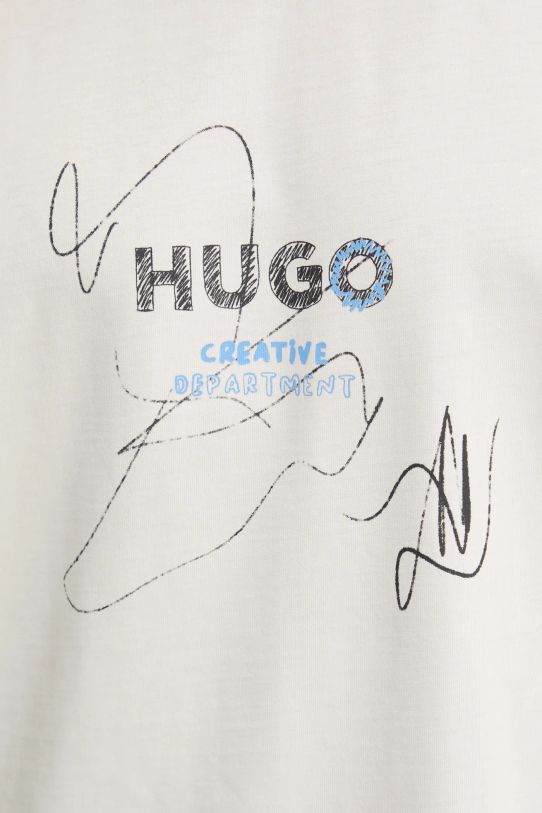 Hugo Blue t-shirt bawełniany 50530441 beżowy