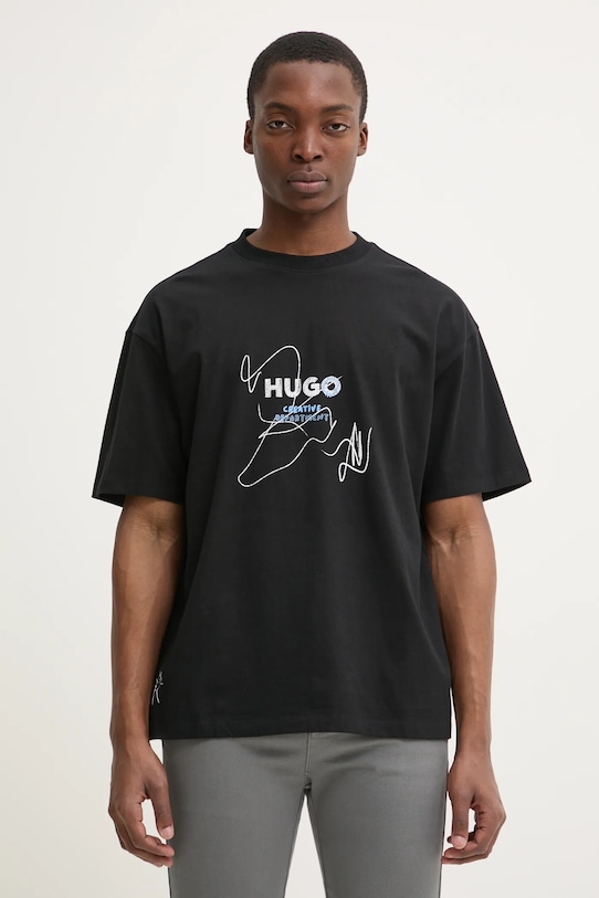 Îmbrăcăminte Hugo Blue tricou din bumbac 50530441 negru