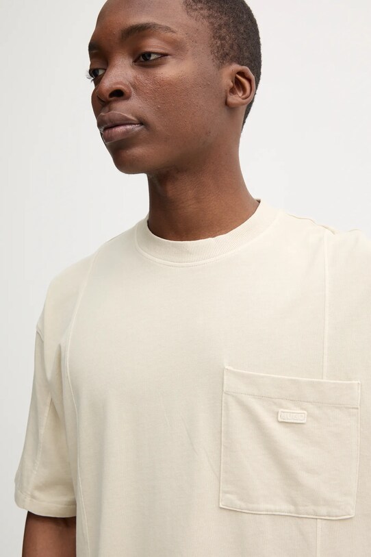 HUGO Blue t-shirt bawełniany beżowy 50530546