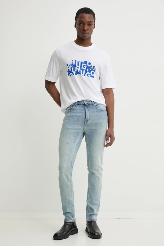 HUGO Blue t-shirt bawełniany 50533528 biały SS25